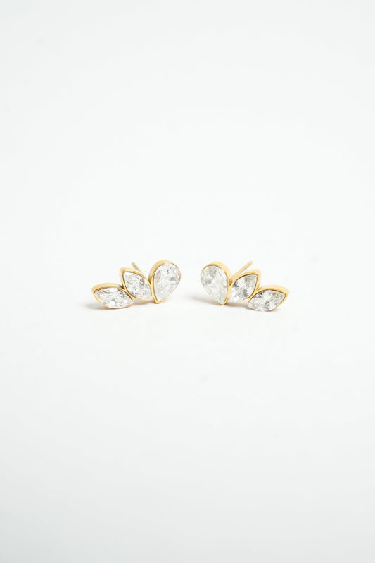 Elegant Crystal and Gold Cluster Earrings - Begum