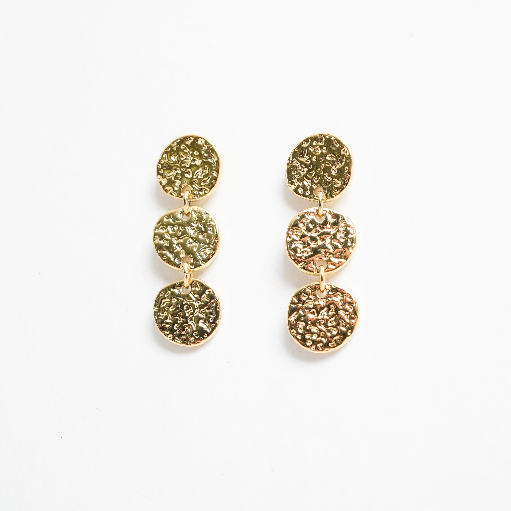 Gold and Silver Triple Coin Drop Earrings