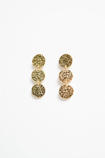 Gold and Silver Triple Coin Drop Earrings