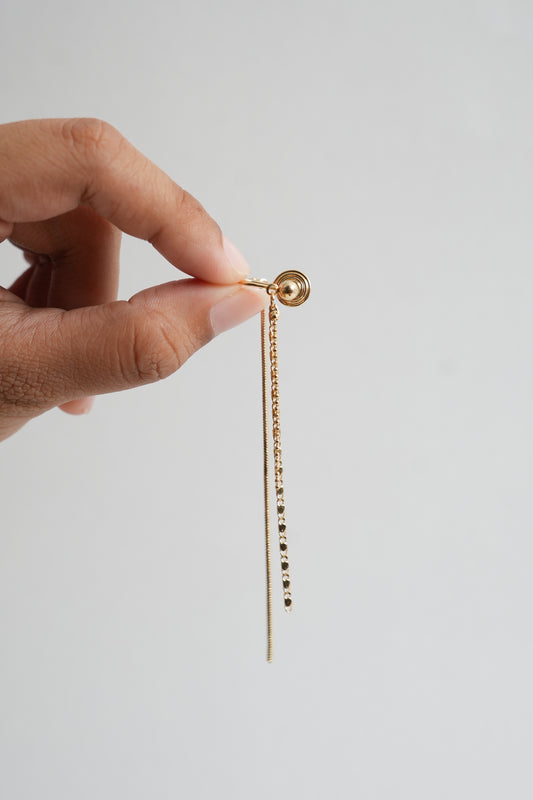 Elegant Gold-Plated Chain Earrings with Gemstone Accent - Ethical and Sustainable