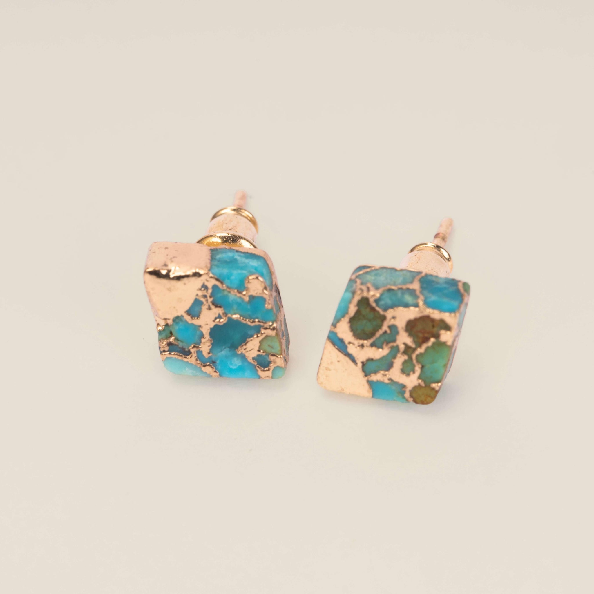 Turquoise and Gold Stud Earrings | Fine jewelry Perth - Begum