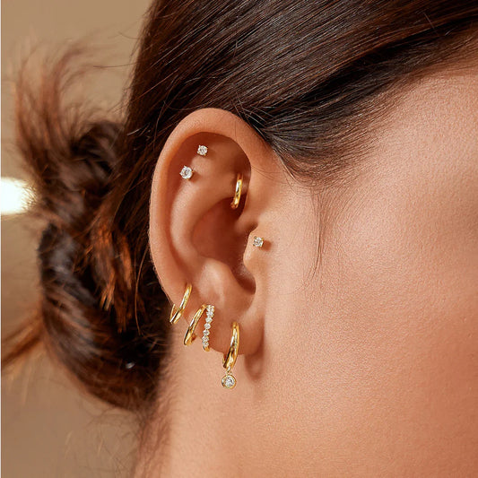 Silver Cubic Zirconia Drop Huggies
