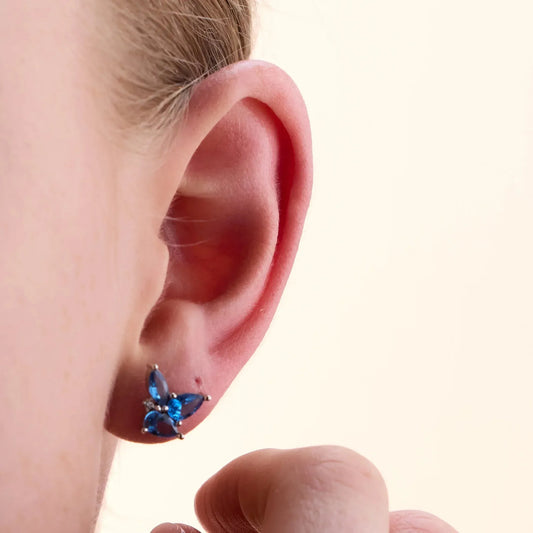 Sterling Silver Earrings with Blue Topaz – Elegant and Vibrant Sparkle