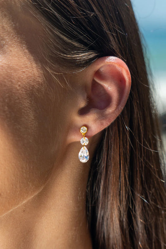 Georgini Mirage Augusta White Cubic Zirconia Earrings Gold