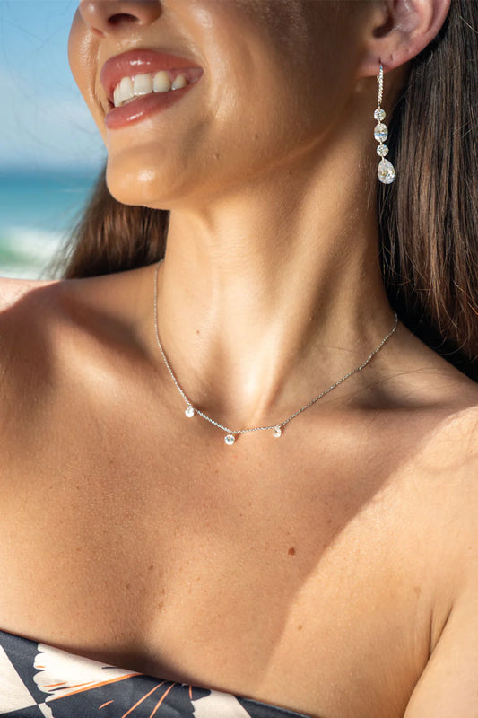Georgini Mirage Ethereal White Cubic Zirconia Necklace Silver