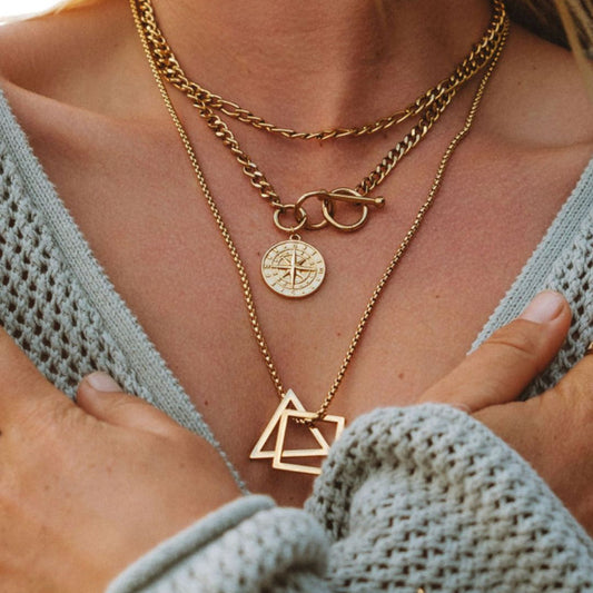 Geo Necklace & Pendant - Gold