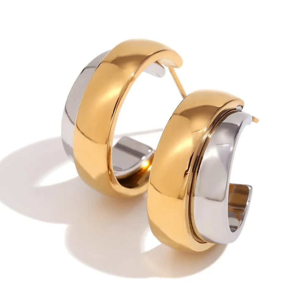 18K Gold and Silver Hoop Earrings – Double-Tone Statement Jewellery for Women - Begum