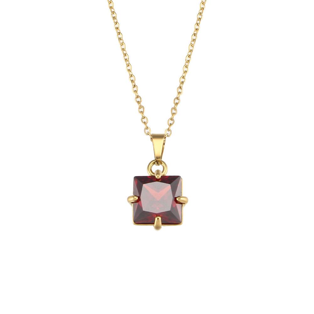 Trendy Geometric Zircon Pendant Necklaces – Crystal Stones - Begum