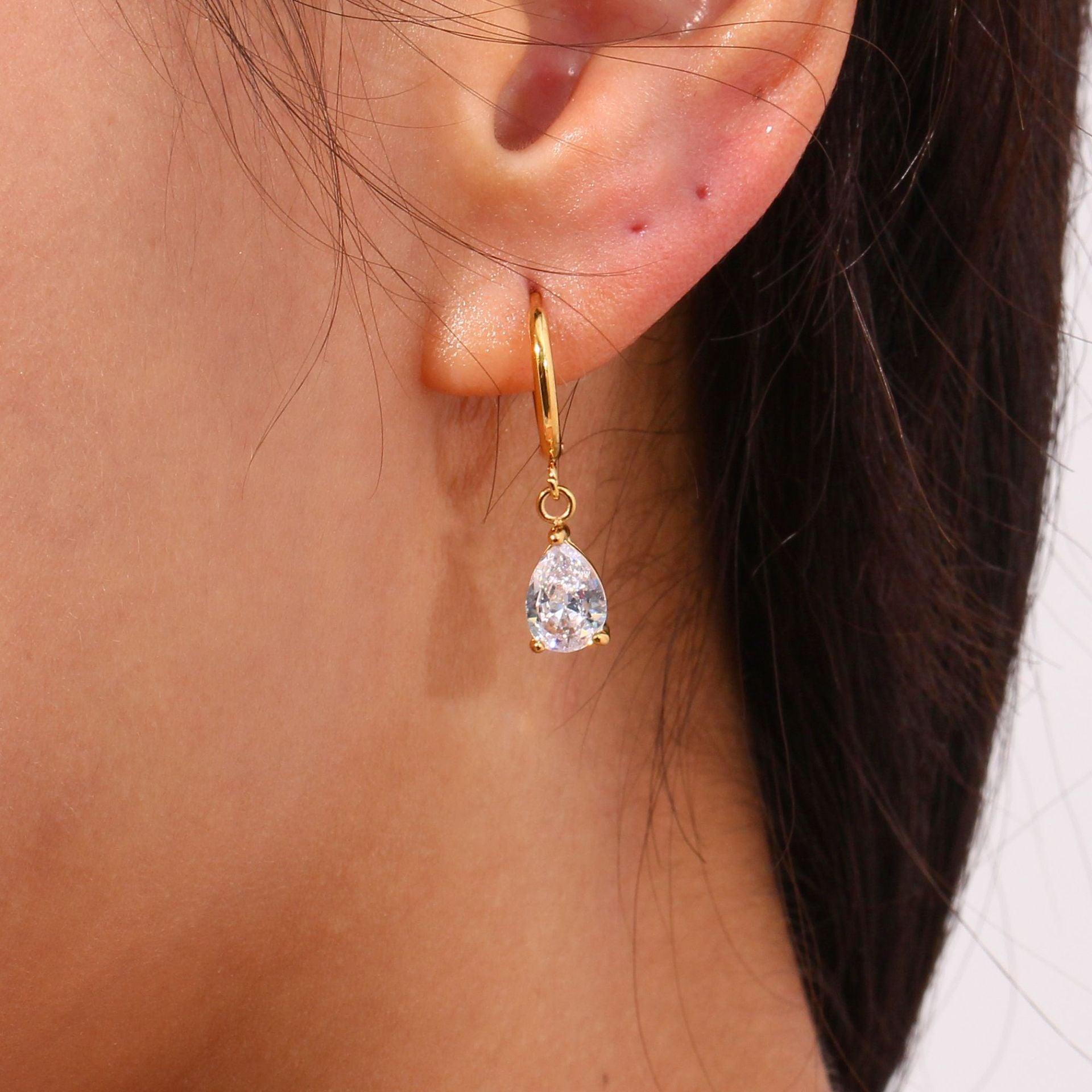 Trendy Water Drop Crystal Hoop Earrings – Fashion Jewelry for Women - Begum