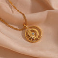 Trendy Moon Pendant Necklace with Water-Wave Chain – Perfect for Parties - Begum