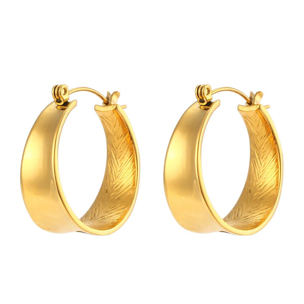 Trendy Wide Gold Hoop Earrings – Hypoallergenic Earrings - Begum