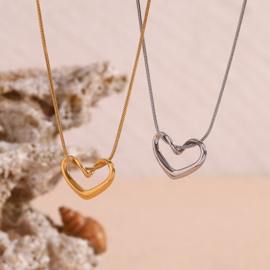 Gold and Silver Heart Knot Pendant Necklace – Minimalist Jewellery for Women