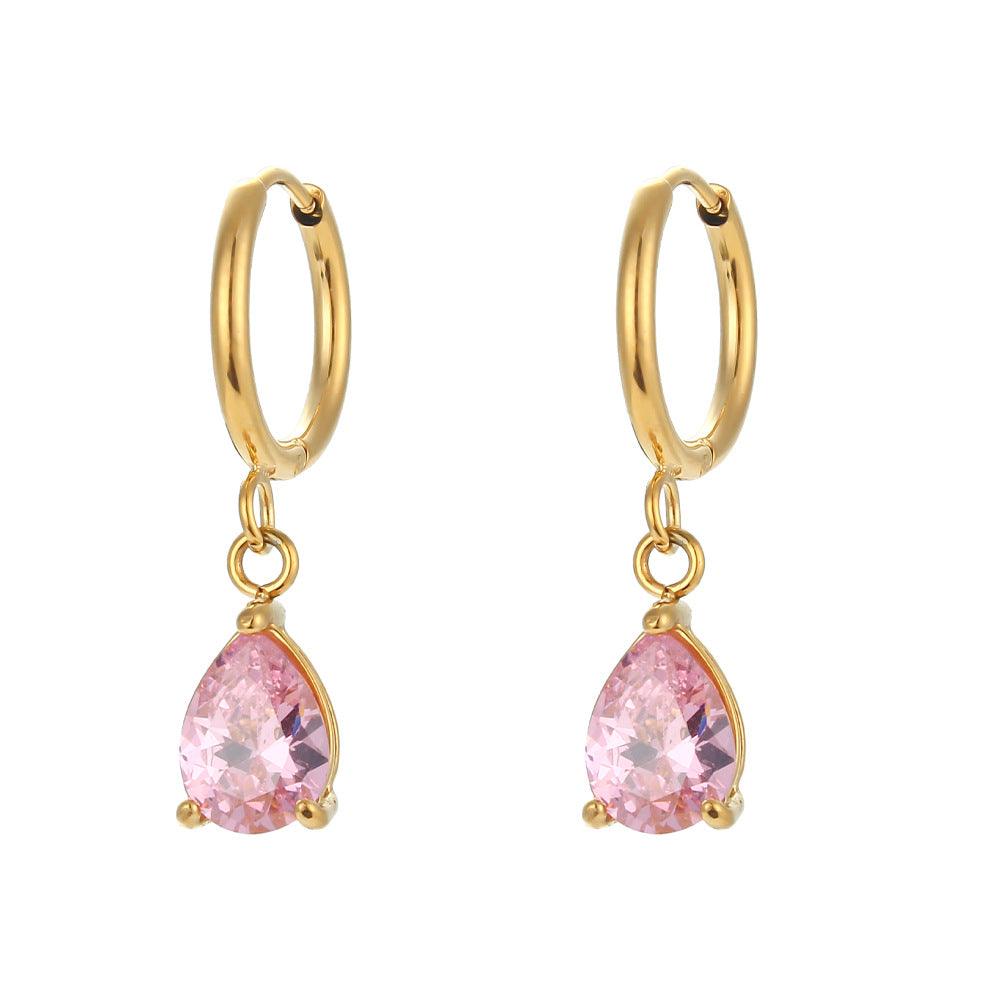 Trendy Water Drop Crystal Hoop Earrings – Fashion Jewelry for Women - Begum