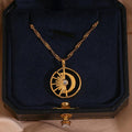 Trendy Moon Pendant Necklace with Water-Wave Chain – Perfect for Parties - Begum