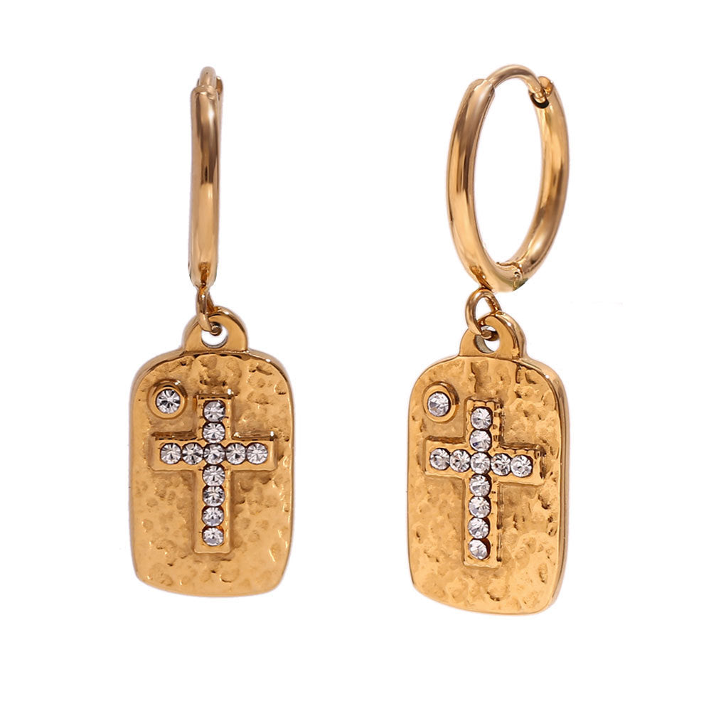 Crystal Cross Hoop Earrings – Dangle Earrings for Women