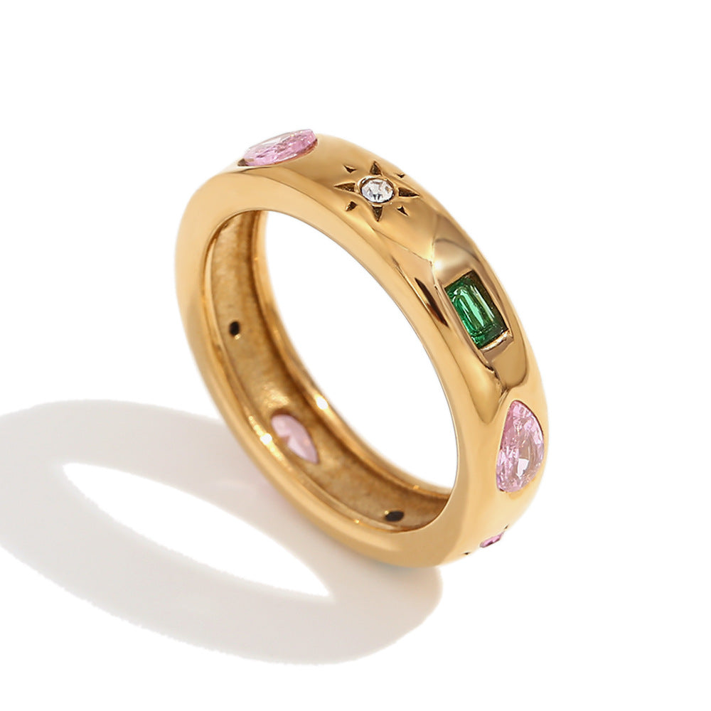 Multi-Coloured Gemstone Ring – Elegant Band for Women