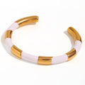 Trendy Geometric Gold and Black/White Bangle Bracelets – Link Bracelets for Women - Begum