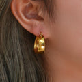 Trendy Wide Gold Hoop Earrings – Hypoallergenic Earrings - Begum