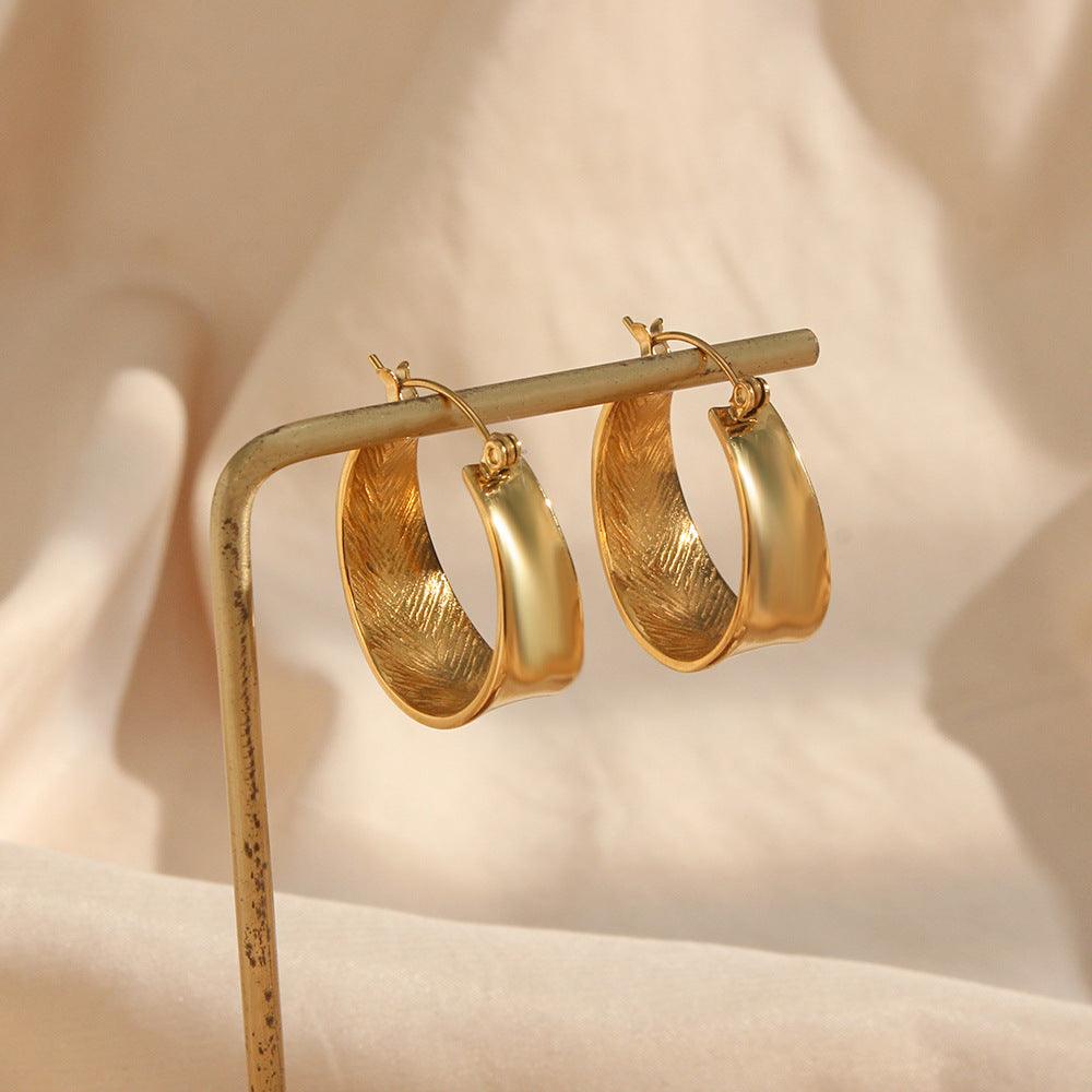 Trendy Wide Gold Hoop Earrings – Hypoallergenic Earrings - Begum