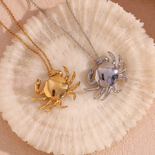 Trendy Gold and Silver Crab Pendant Necklace – Coastal Jewellery for Women