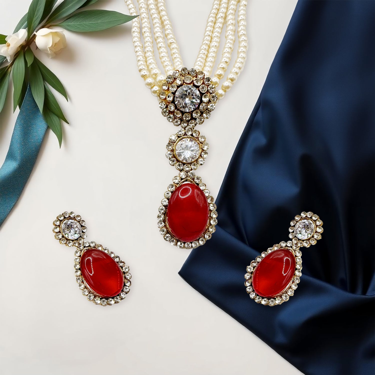 Mughal-Inspired Pearl Necklace Set