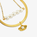 Layered Pearl & Snake Chain Necklace – Trendy Stainless Steel Jewelry for Women - Begum