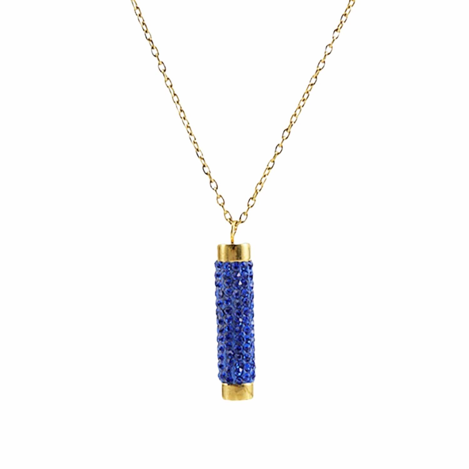 Trendy Gold Crystal Cylinder Necklace – Statement Jewelry for Women - Begum