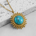 Gold Turquoise Sunburst Necklace - Trendy Bohemian Statement Jewelry for Women - Begum