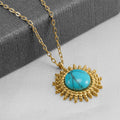 Gold Turquoise Sunburst Necklace - Trendy Bohemian Statement Jewelry for Women - Begum