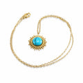 Gold Turquoise Sunburst Necklace - Trendy Bohemian Statement Jewelry for Women - Begum