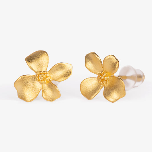 Delicate Gold Flower Stud Earrings | Fine Jewelry Perth