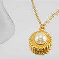 Gold Freshwater Pearl Necklace with Twisted Chain - Statement Jewelry - Begum