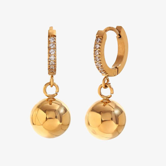 Gold-Plated Star and Sphere Drop Earrings-Hypoallergenic Fashion Earrings - Begum