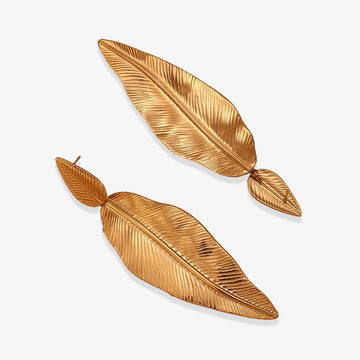 Gold Leaf Drop Earrings – Elegant and Trendy Fashion Accessories - Begum