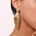 Gold Leaf Drop Earrings – Elegant and Trendy Fashion Accessories - Begum