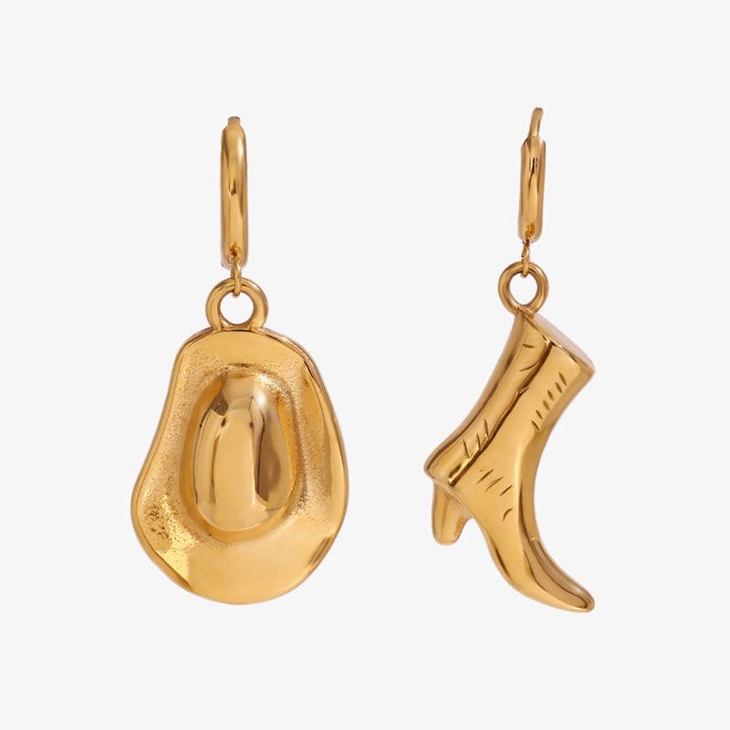 Gold Cowboy Hat and Boot Hoop Earrings – Trendy Western Earrings - Begum