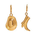 Gold Cowboy Hat and Boot Hoop Earrings – Trendy Western Earrings - Begum