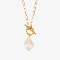 Gold Pearl Toggle Clasp Box Chain Necklace – Minimalist Necklace - Begum