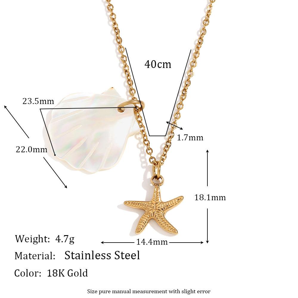 Gold Seashell and Starfish Necklace – Trendy Coastal Jewelry - Begum