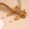 Vintage Starfish and Shell Drop Earrings with Simulated Pearl – Fashion Jewelry for Women - Begum