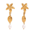 Vintage Starfish and Shell Drop Earrings with Simulated Pearl – Fashion Jewelry for Women - Begum