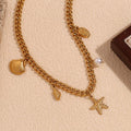 Trendy Gold Charm Bracelet with Seashell and Starfish Pendants – Link Chain for Women - Begum