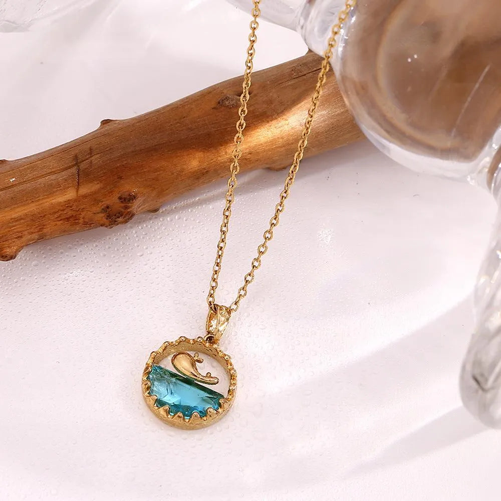 Ocean-Inspired Whale and Sea Pendant Necklace – Fashion Jewelry for Women - Begum