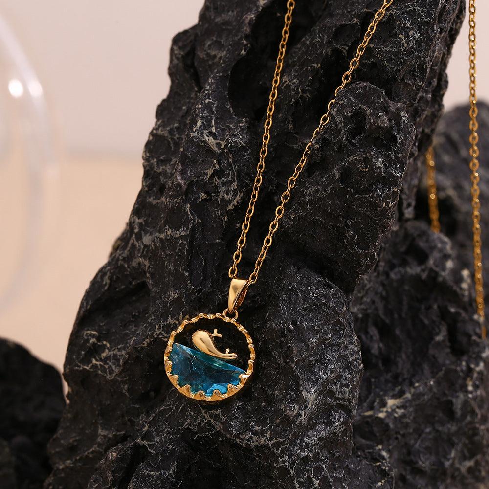 Ocean-Inspired Whale and Sea Pendant Necklace – Fashion Jewelry for Women - Begum