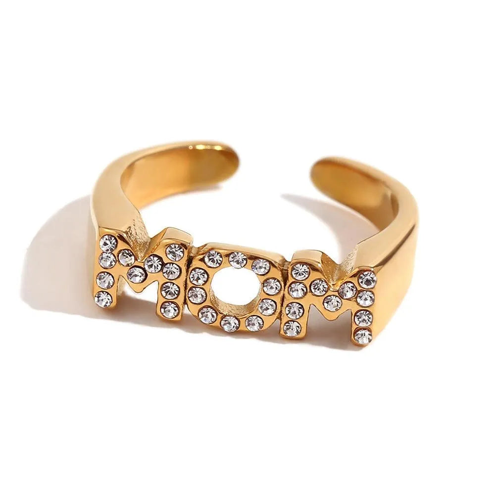 Stylish MOM Celebration Ring – Gold & Silver with Shimmering Accents - Begum