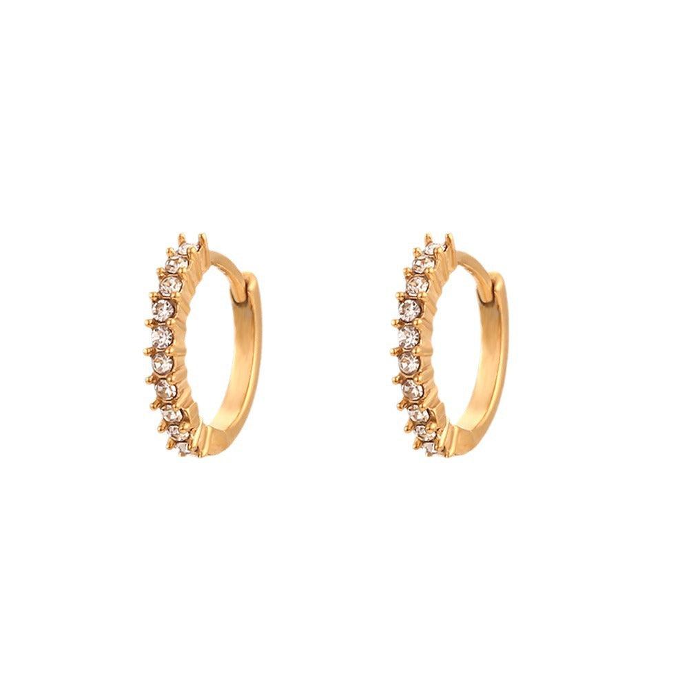 Trendy Gold Hoop Earrings with Cubic Zirconia – Hypoallergenic and Tarnish-Free Stainless Steel - Begum