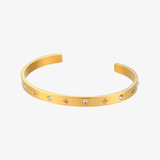 Gold-Plated Star Bracelet – Trendy Rhinestone Cuff for Women - Begum