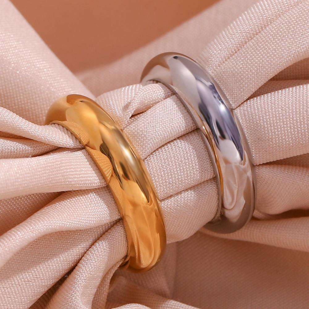 Elegant Gold and Silver Wedding Band – Classic Stainless Steel Women's Ring - Begum