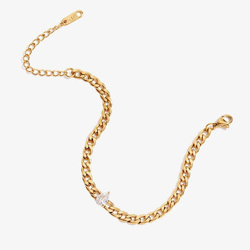 Trendy Gold Chain Bracelet with Cubic Zirconia – Elegant Figaro Chain Bracelet for Women - Begum