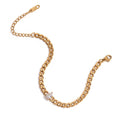 Trendy Gold Chain Bracelet with Cubic Zirconia – Elegant Figaro Chain Bracelet for Women - Begum